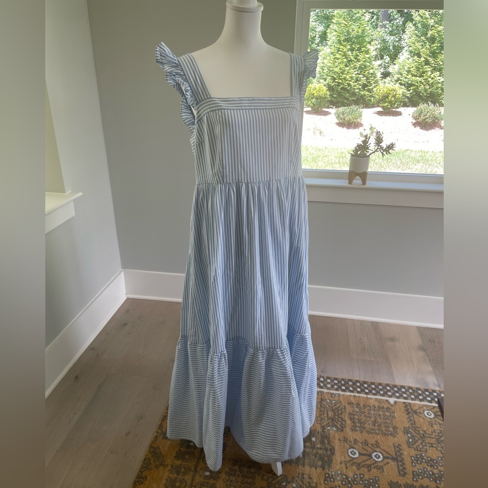 Gal Meets Glam Jasmine Stripe Square Neck Maxi Sundress Sz 14 - Picture 5 of 9